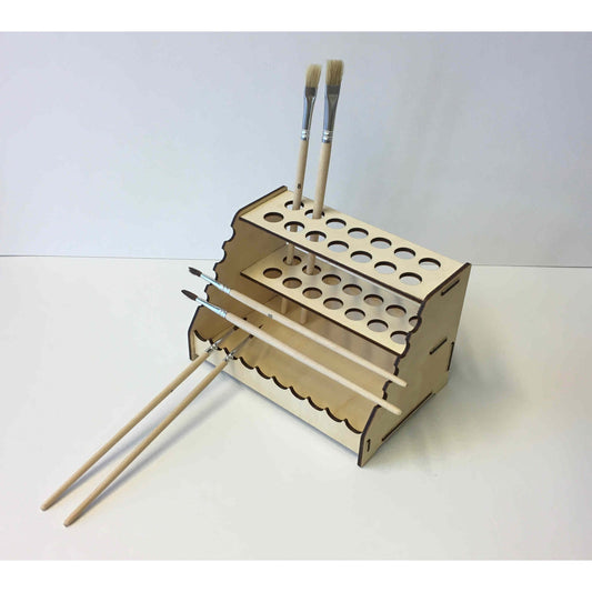 Holzdeko-Lasercut-Gravur Pinselhalter und Stiftehalter aus Holz, vielseitiger Pinsel- und Ständer für kreative Arbeiten